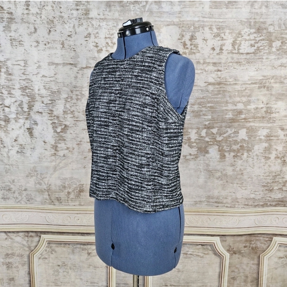 Banana Republic Small Shell Tank Top Black White Blouse Office Career Tweed S - Picture 4 of 9
